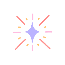 A pink, cartoon heart over a dark blue and gray background. There are white sparkles flashing all around the heart.